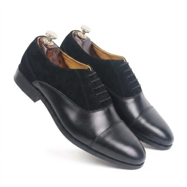Black Leather & Suede Oxford Shoes