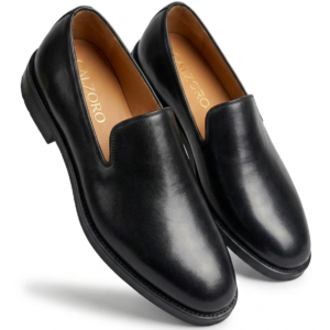 Black Leather Slip-On Loafers