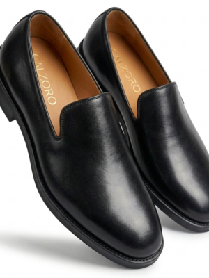 Black Leather Slip-On Loafers