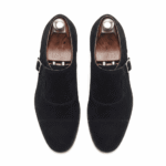 Black Suede Leather Monk Shoes
