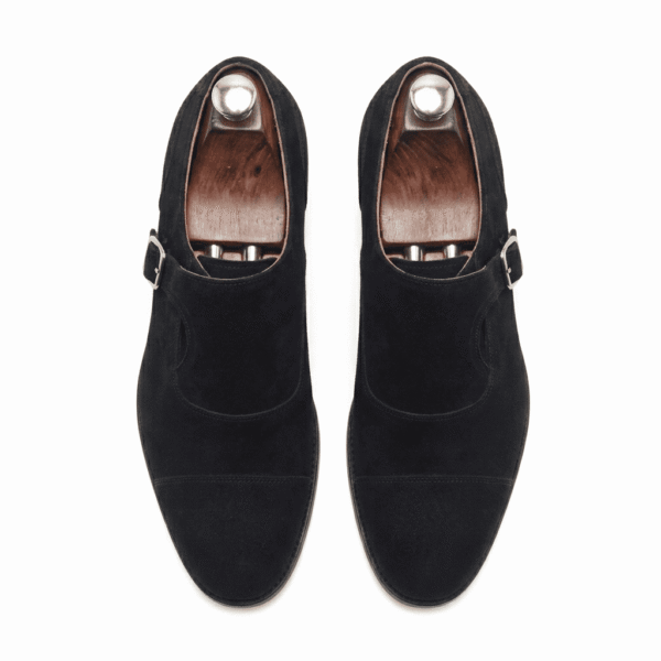 Black Suede Leather Monk Shoes