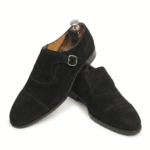 Black Suede Leather Monk Shoes