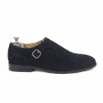 Black Suede Leather Monk Shoes