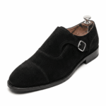 Black Suede Leather Monk Shoes