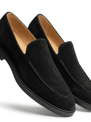 Black Suede Slip-On Loafers