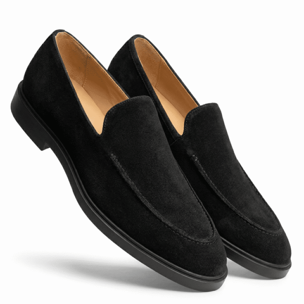 Black Suede Slip-On Loafers