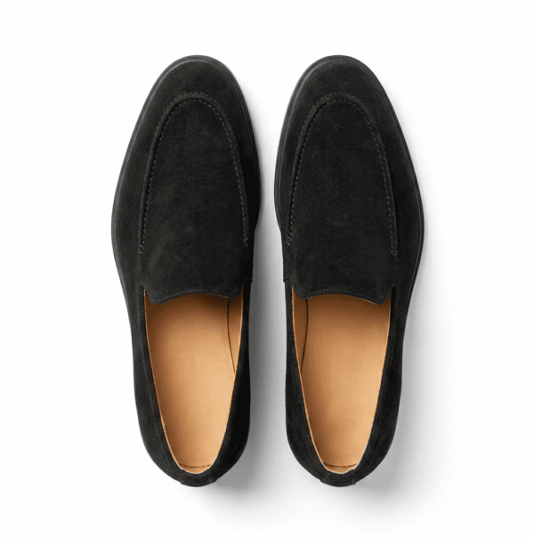 Black Suede Slip-On Loafers