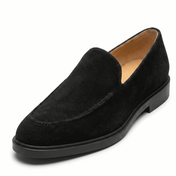Black Suede Slip-On Loafers