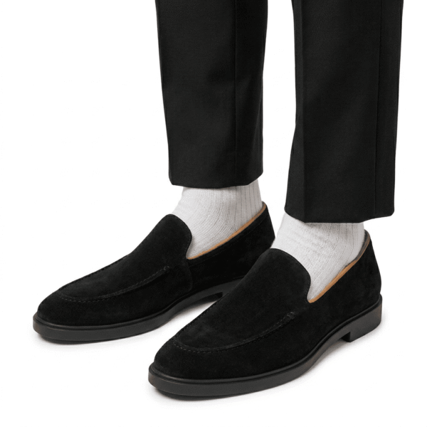 Black Suede Slip-On Loafers
