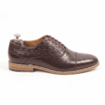 Brown Croc-Textured Oxford Shoes