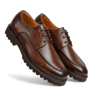 Brown Leather Derby Lug Sole Shoes