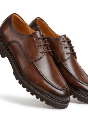 Brown Leather Derby Lug Sole Shoes