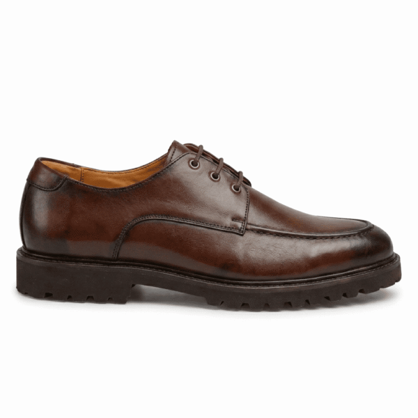 Brown Leather Derby Lug Sole Shoes