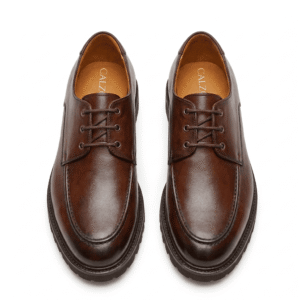 Brown leather Derby shoes for men by Calzoro17