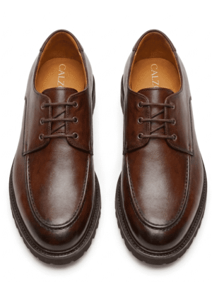 Brown leather Derby shoes for men by Calzoro17