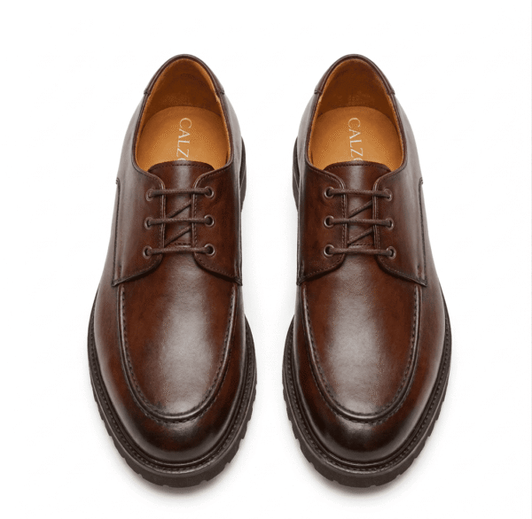 Brown Leather Derby Lug Sole Shoes