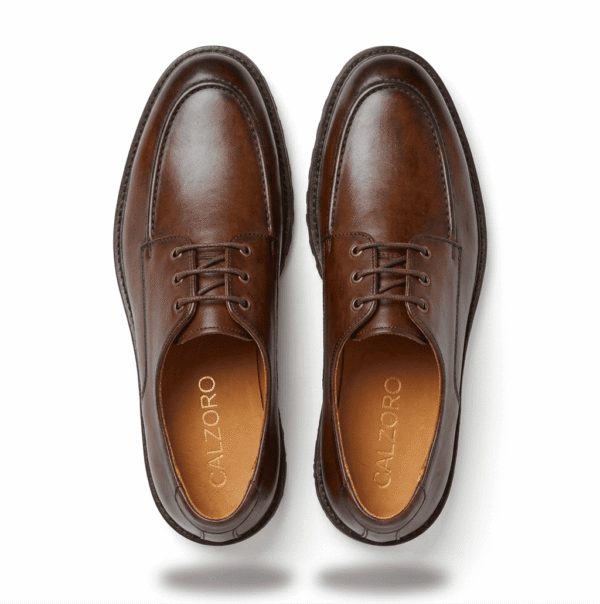 Brown Leather Derby Lug Sole Shoes