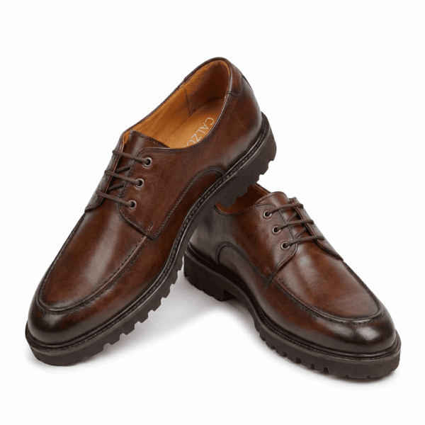 Brown Leather Derby Lug Sole Shoes
