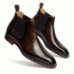 Brown Square Toe Chelsea Boots