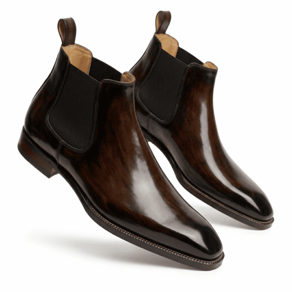 Brown Square Toe Chelsea Boots