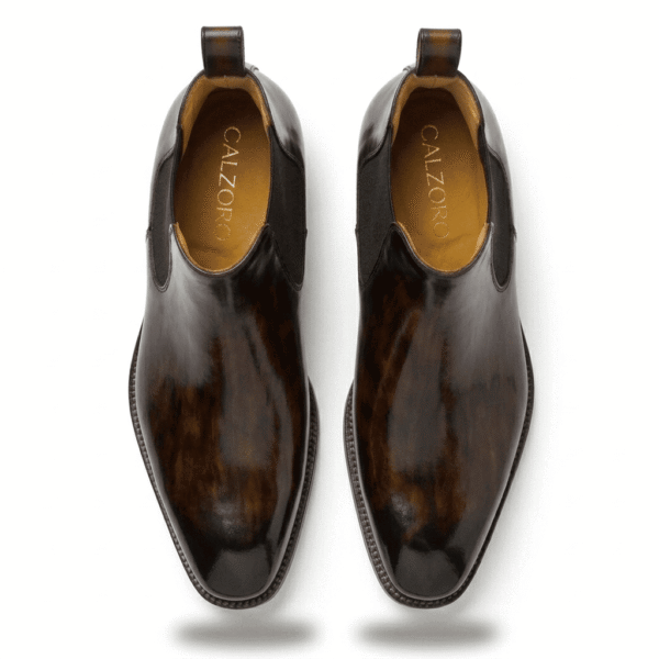 Brown Square Toe Chelsea Boots