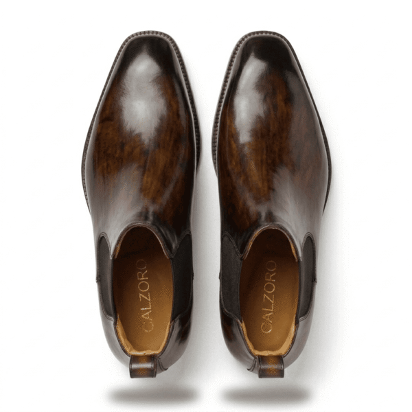 Brown Square Toe Chelsea Boots
