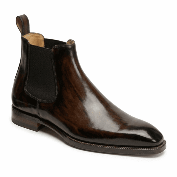 Brown Square Toe Chelsea Boots