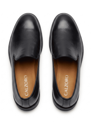 Calzoro Black Leather Slip-On Loafers for Men12