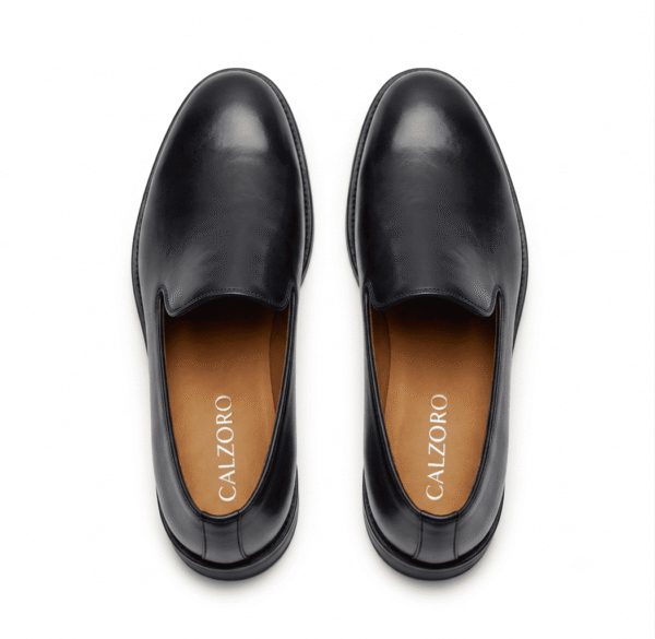 Black Leather Slip-On Loafers