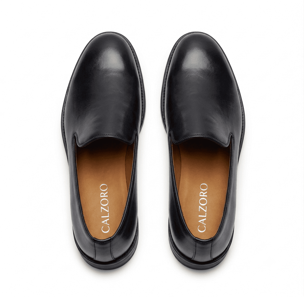 Calzoro Black Leather Slip-On Loafers for Men12