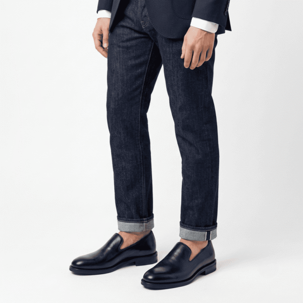 Black Leather Slip-On Loafers