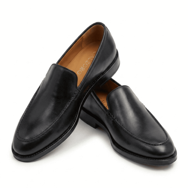 Black Leather Slip-On Loafers