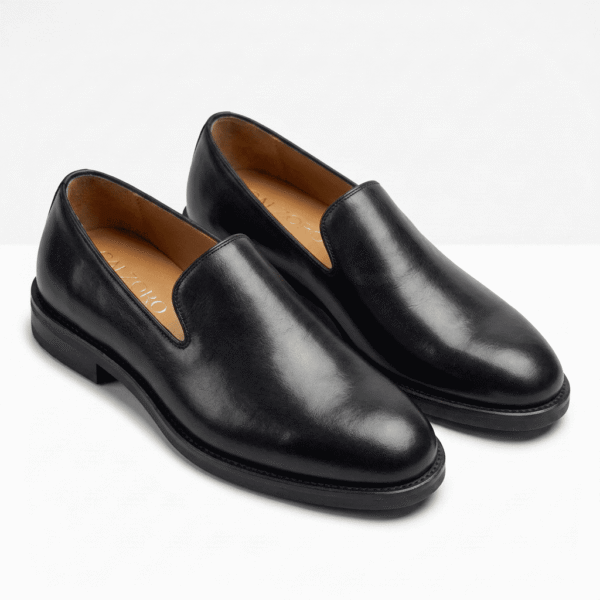 Black Leather Slip-On Loafers