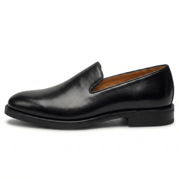 Black Leather Slip-On Loafers