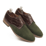 Olive & Brown Leather Derby Shoes
