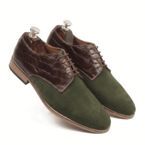 Olive & Brown Leather Derby Shoes