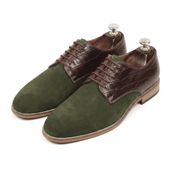 Olive & Brown Leather Derby Shoes