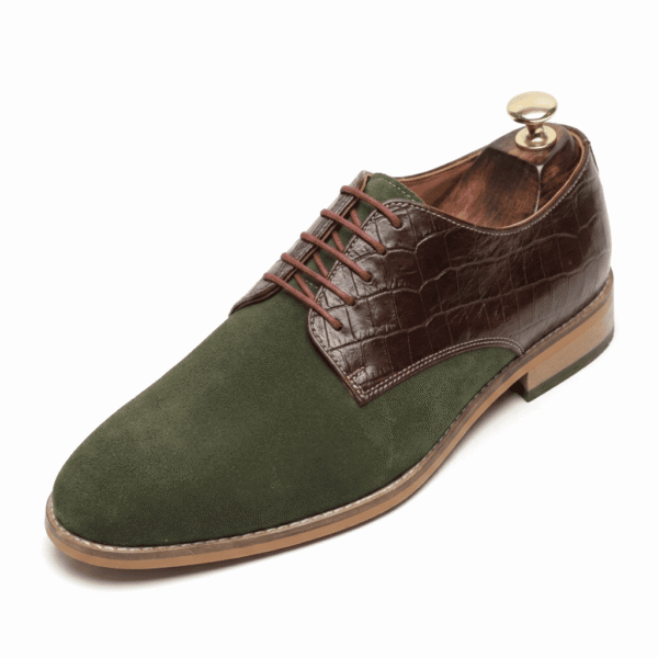 Olive & Brown Leather Derby Shoes