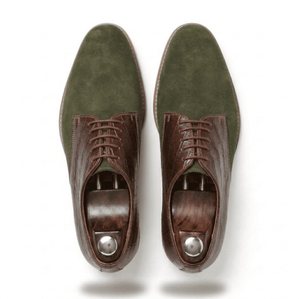 Olive & Brown Leather Derby Shoes