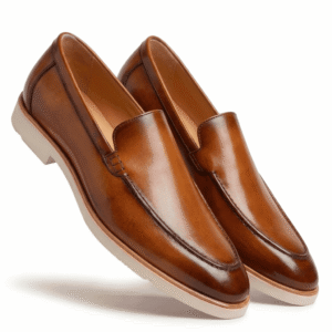 Cognac Leather Slip-On Loafers
