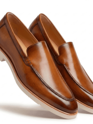 Cognac Leather Slip-On Loafers