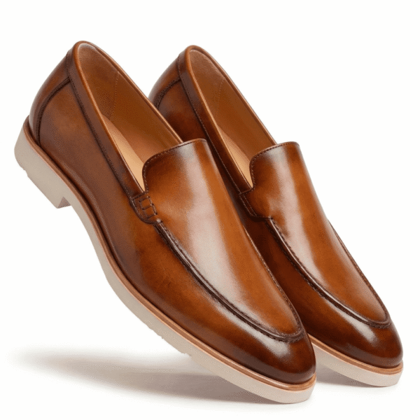 Cognac Leather Slip-On Loafers