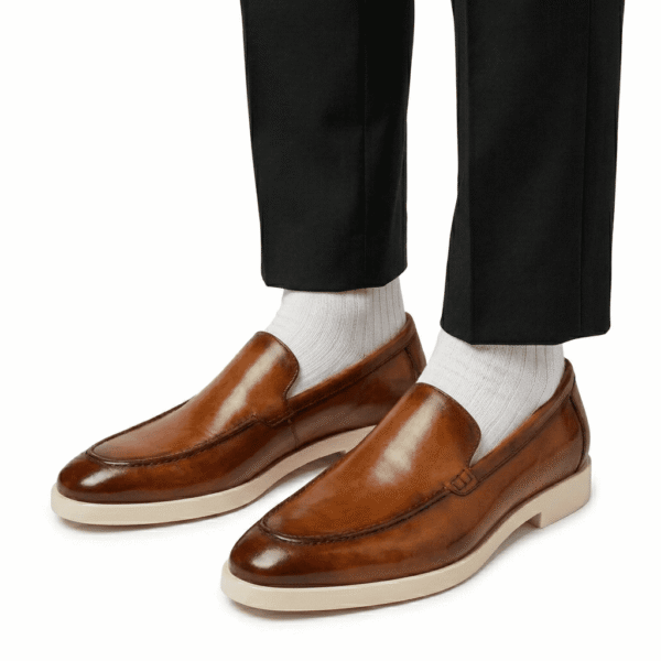 Cognac Leather Slip-On Loafers