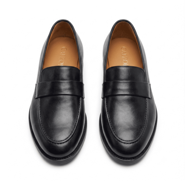 Black Leather Penny Loafers
