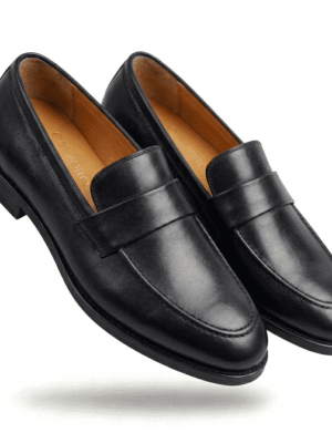 Black Leather Penny Loafers