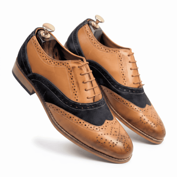 Tan & Black Wingtip Oxford Shoes