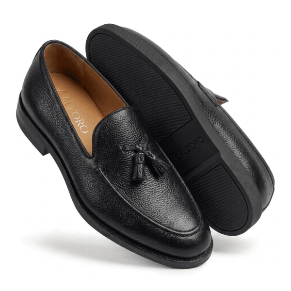 Black Leather Tassel Loafers
