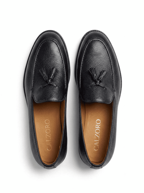 Black Leather Tassel Loafers