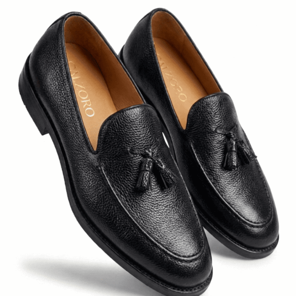 Black Leather Tassel Loafers