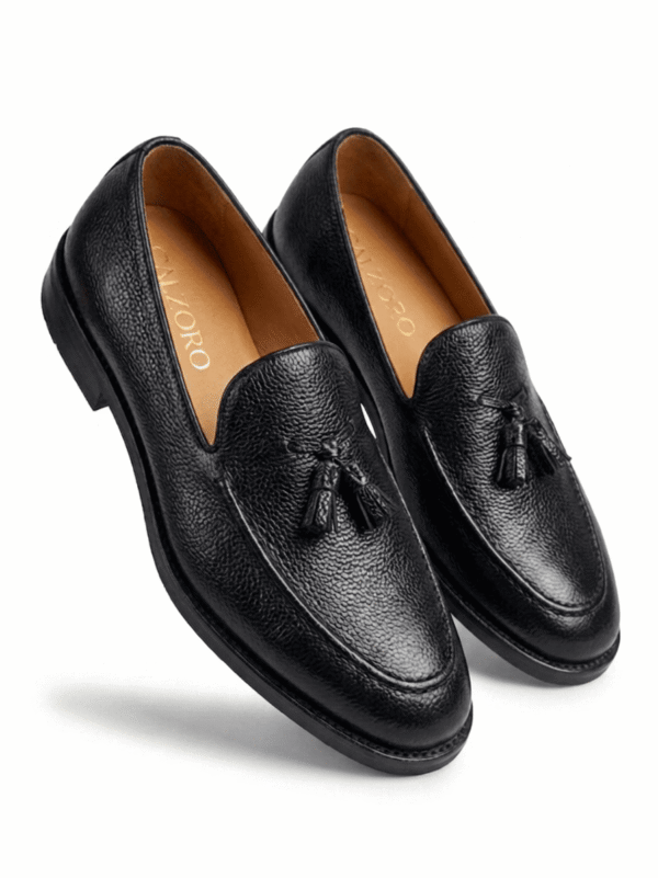 Black Leather Tassel Loafers